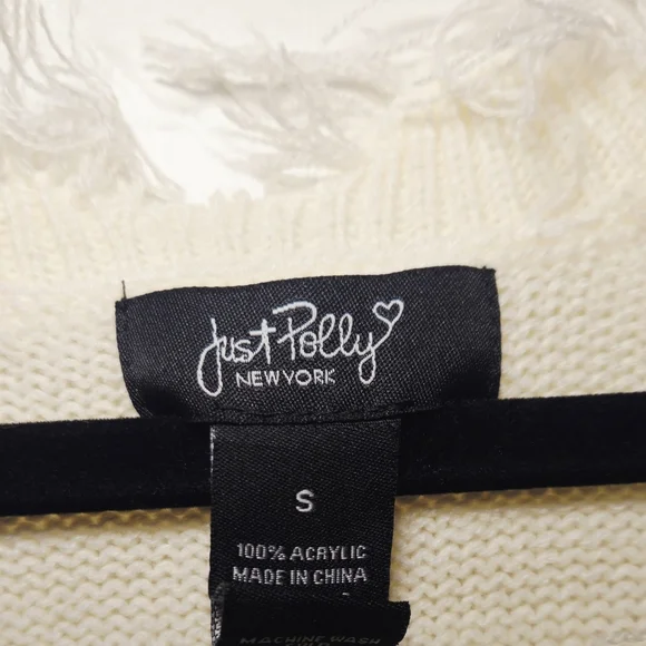 Just Polly Cherry Patterned Frayed Hem Sweater - Picture 2 of 4